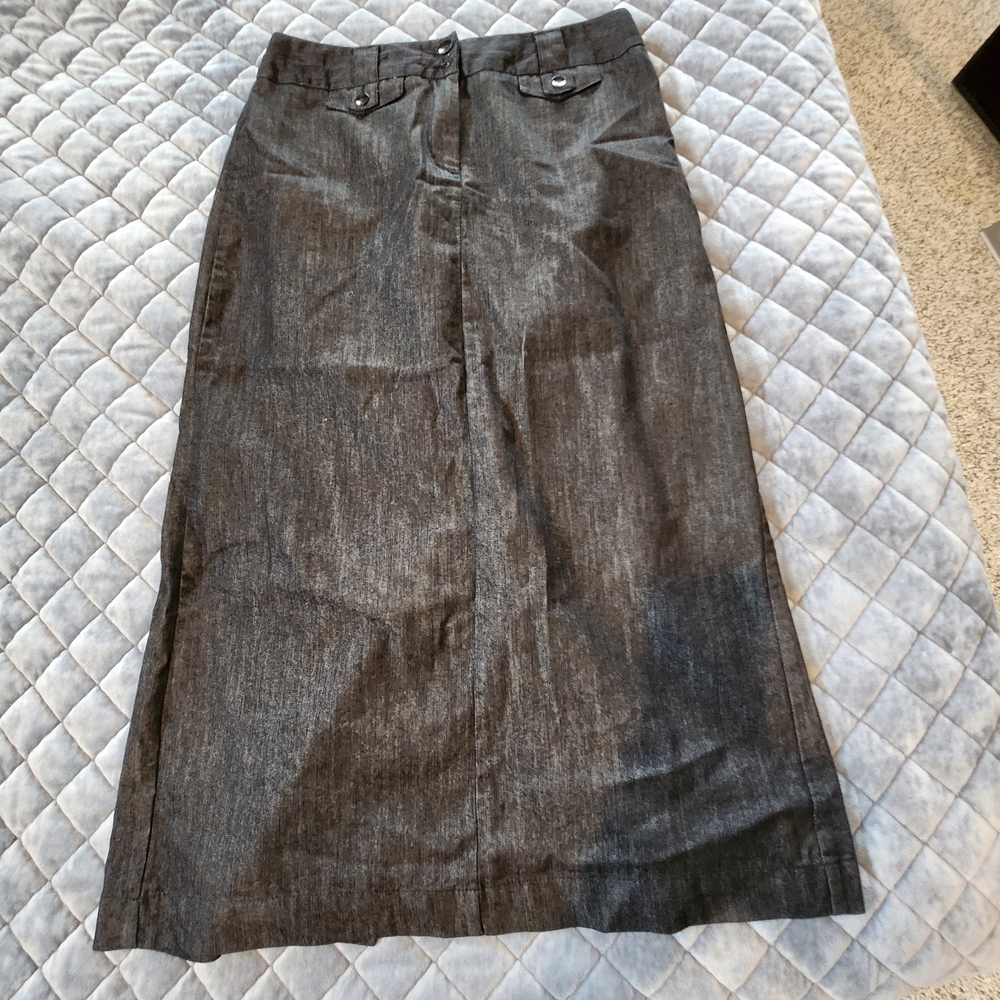 Elegant Gray Denim Maxi Women's Skirt size 10